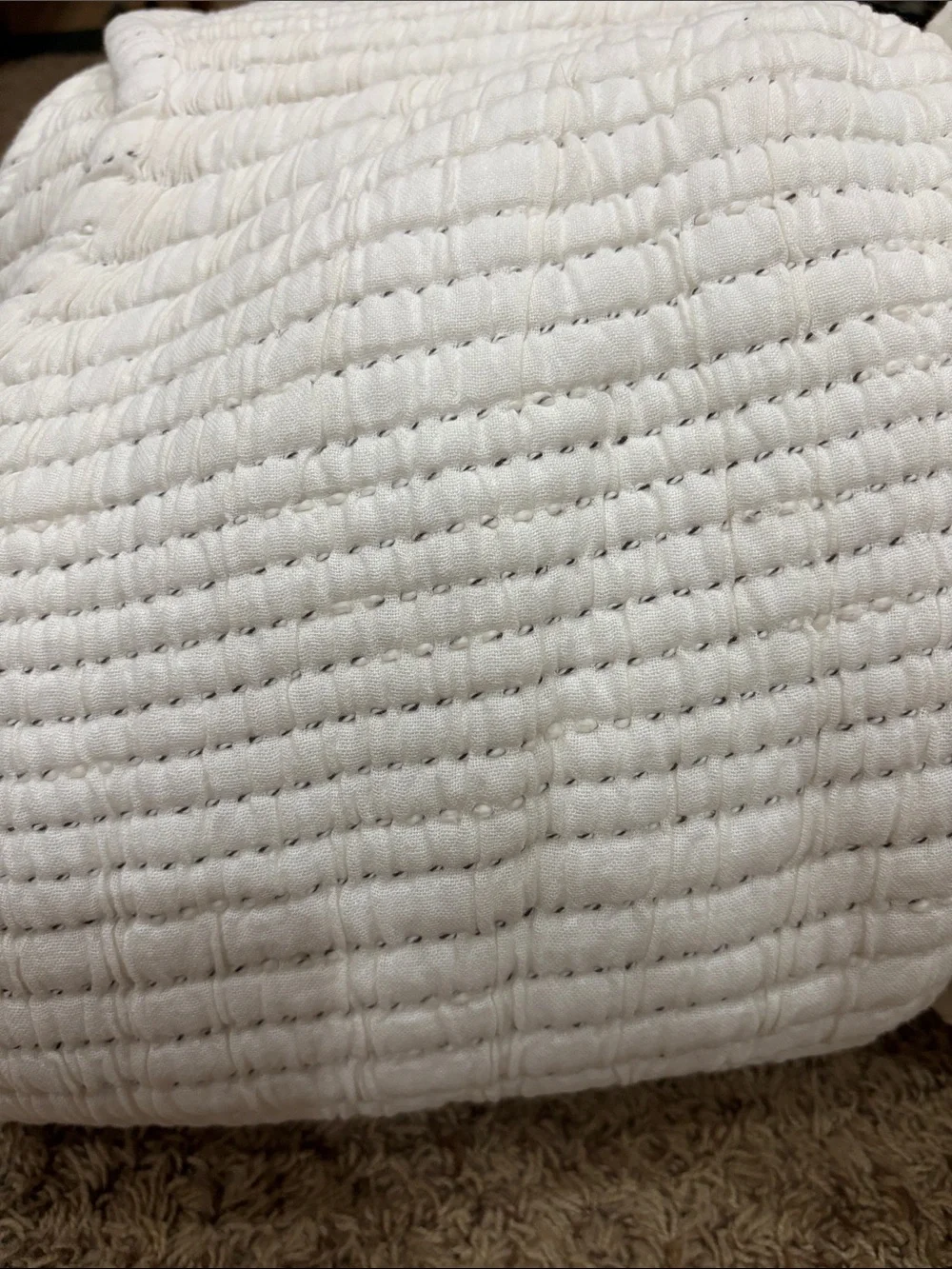Quince Organic Cotton Channel Stitch Coverlet King Undyed
